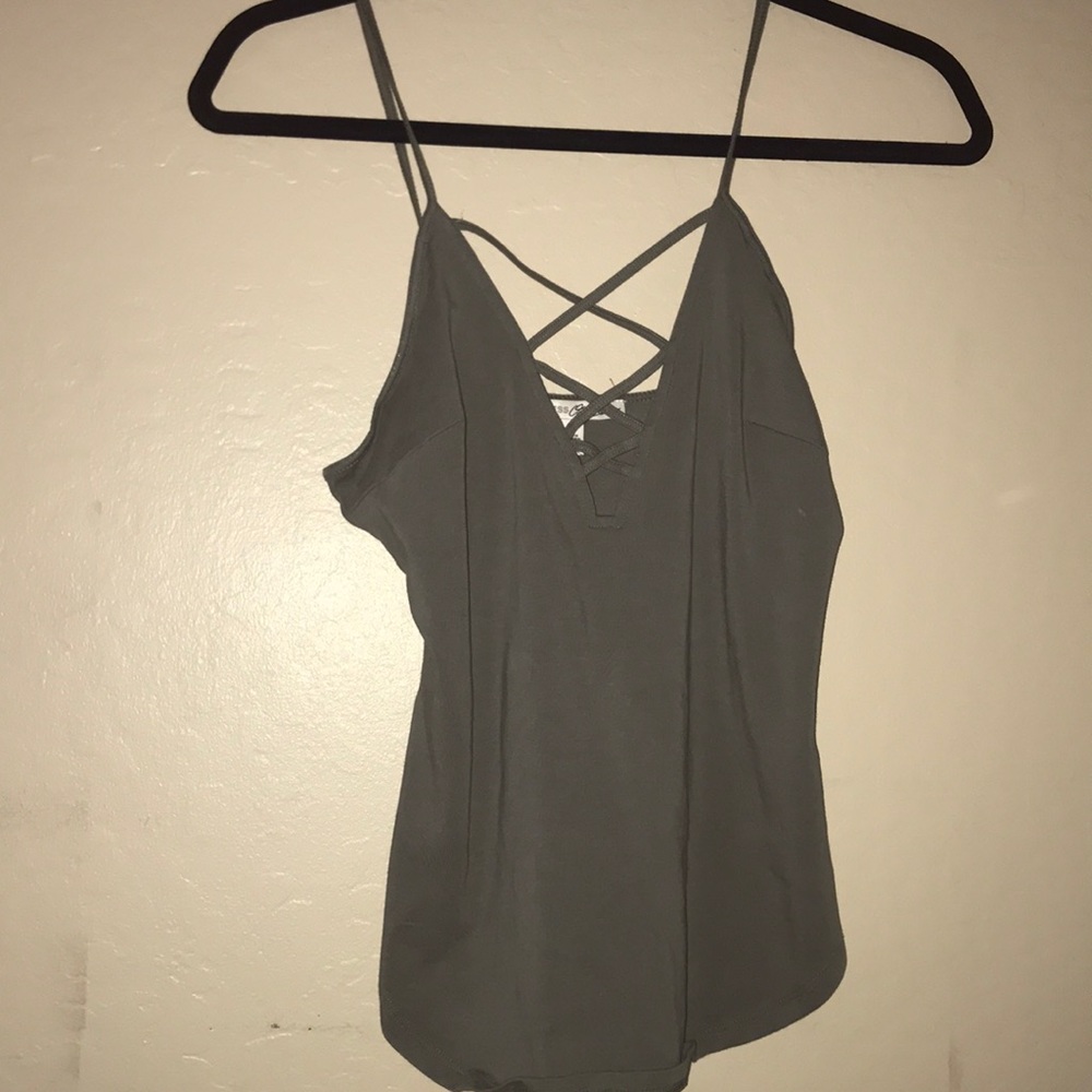 Army green strappy top